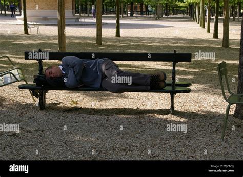 Man Sleeping On Park Bench Hi Res Stock Photography And Images Alamy