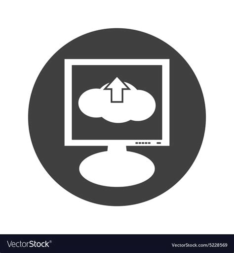 Round Cloud Upload Monitor Icon Royalty Free Vector Image