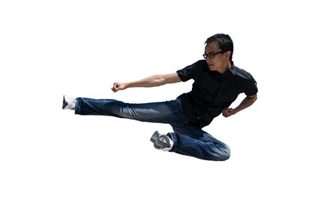 Man Jumping In A Kicking Position Rcutouts