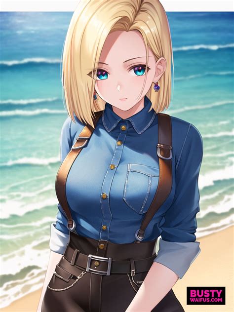 Busty Waifus Android 18 At The Beach By Bustywaifus On Deviantart