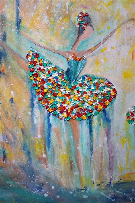 Ballerinas Modern Painting On Canvas 36x24 Textured Colorful Girls