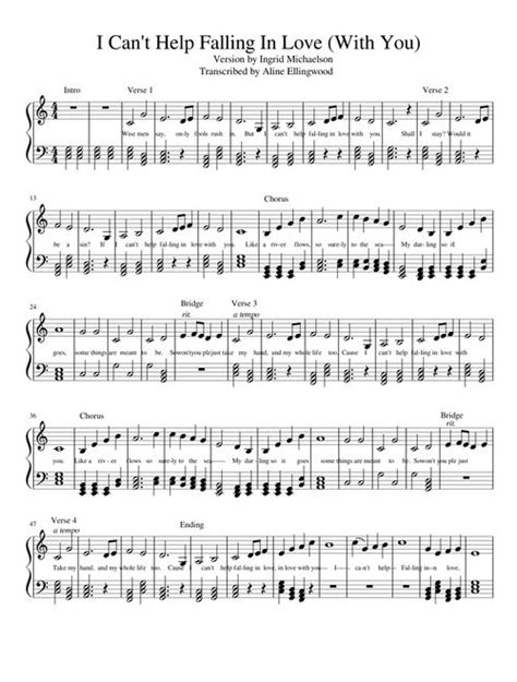 I Cant Help Falling In Love With You Sheet Music For Piano Download Free In Pdf Or Midi