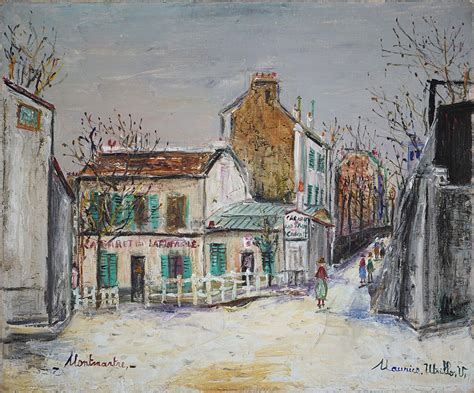 Maurice Utrillo Le Lapin Agile à Montmartre 1948 Olio Su Tela 46 X 55