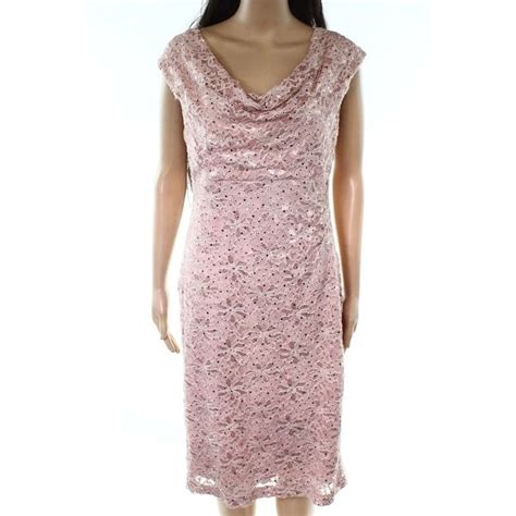 Shop Connected Apparel Pink Womens Size 12 Sequined Lace Sheath Dress