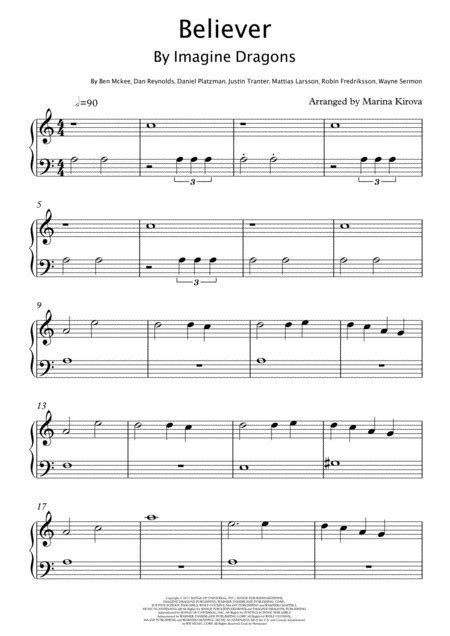 Believer Easy Piano Free Music Sheet