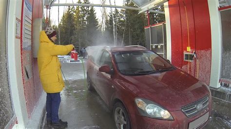 Freezing Cold Car Wash In Russia Self Serve Car Wash In Winter Youtube