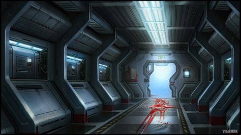 Sci Fi Corridor By Vladmrk On Deviantart Sci Fi Concept Art Sci Fi
