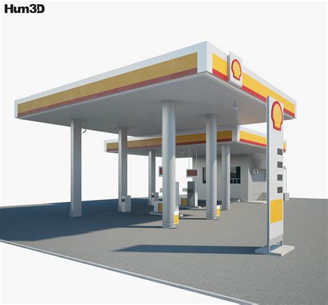 Shell Gas Station 001 3d Model Architecture On Hum3d
