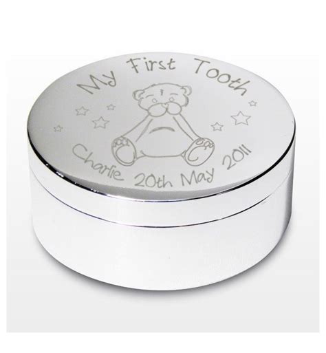 Personalised Teddy My First Tooth Trinket Box