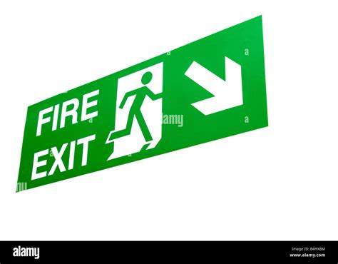 Green Fire Exit Sign On White Wall Stock Photo Alamy