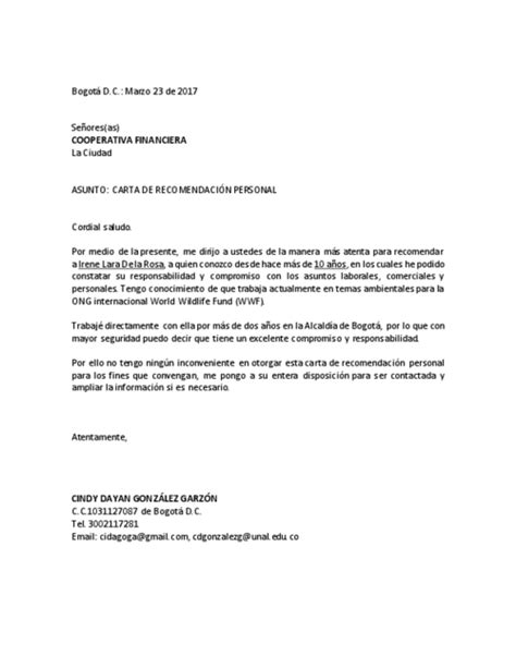 Modelo Carta De Recomendacion Laboral Colombia Modelo De Informe