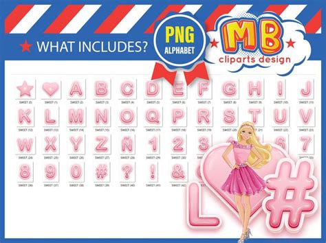 Barbie PNG Alphabet Barbie Sweet Love Clipart FontsBarbie Etsy