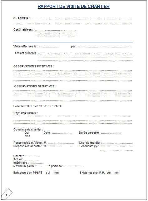 Modèle De Rapport De Visite Sur Ms Word Modèles Word