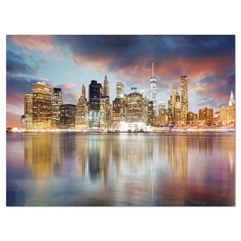 New York Skyline At Sunrise With Reflection Cityscape Ebay
