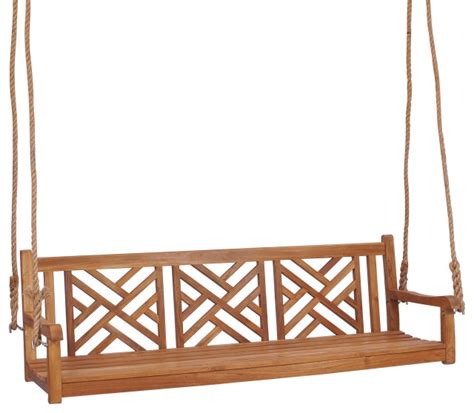 Teak Wood Chippendale Triple Outdoor Porch Swing Made From A Grade