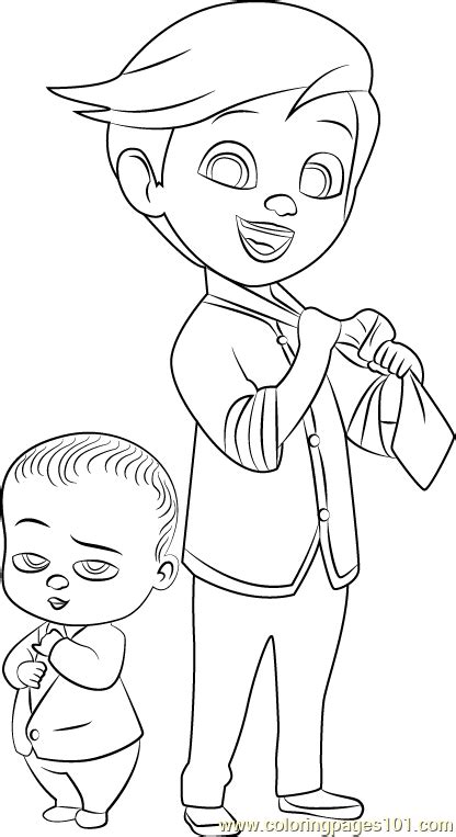 Tim And Boss Baby Coloring Page For Kids Free The Boss Baby Printable