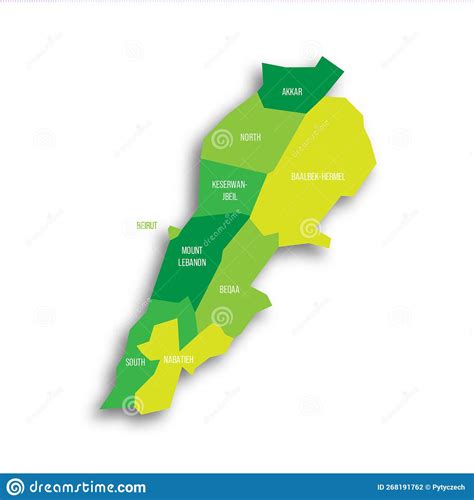 Lebanon Political Map Of Administrative Divisions Stock Vector