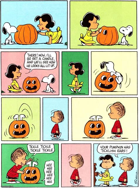 Ticklish Pumpkin ~ Peanuts Cartoon For Halloween With Snoopy Stuck In A