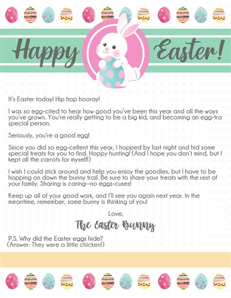 easter bunny letter free printable printable templates