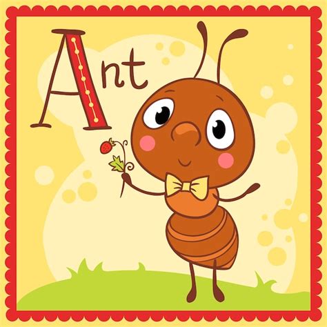 Premium Vector Illustrated Alphabet Letter A And Ant