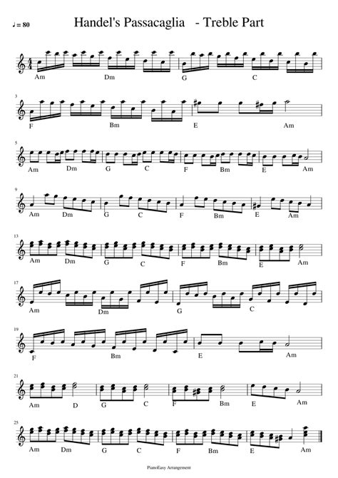 Passacaglia Handel Extended Pianoeasy Duet For Four Hands Sheet