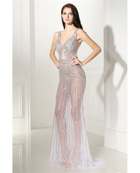 Sexy Full Beaded Tulle See Through Prom Dress Lg Gemgrace Com