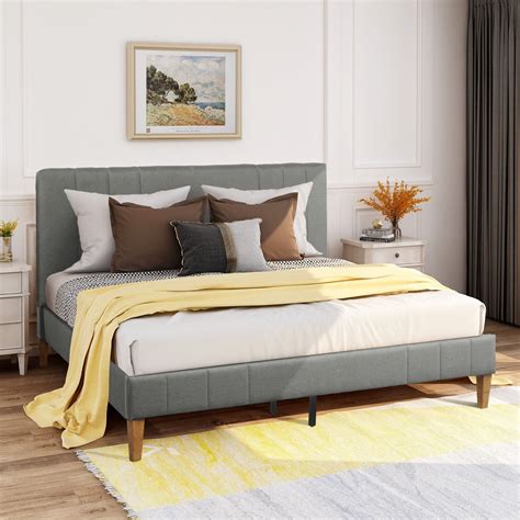 Harper And Bright Designs King Size Upholstered Platform Bed With