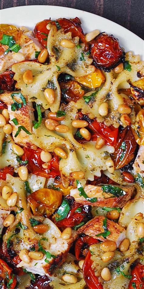 Chicken Pesto Pasta With Roasted Tomatoes And Pine Nuts Artofit