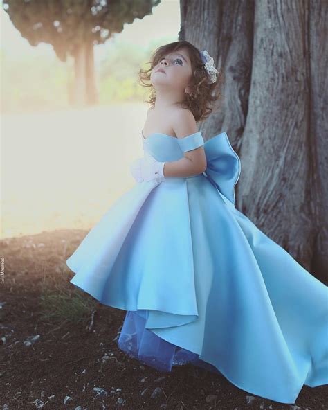 Off Shoulder High Low Satin Flower Girls Dress Kids Pageant Gowns With