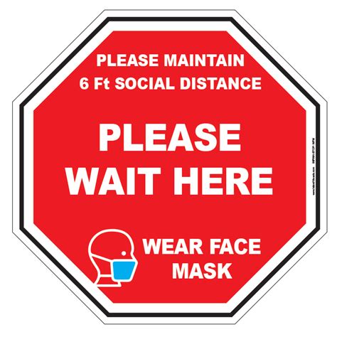 Please Wait Herewear Face Mask 6ft Distance Marker 9 X 9 Floorwall
