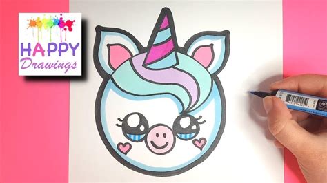 How To Draw A Baby Unicorn Emoji Super Easy Happy Drawings