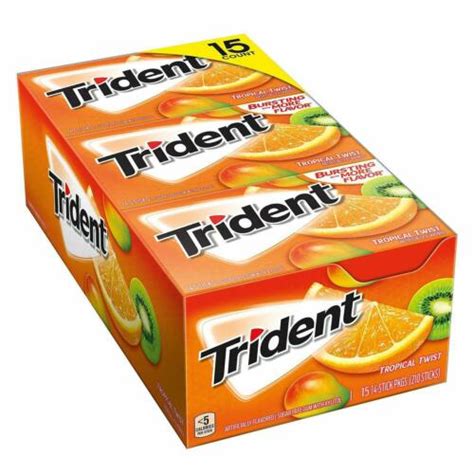 Trident Sugar Free Gum Tropical Twist 14 Pieces 15 Packs 210 Count