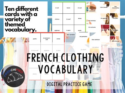 French Clothing Digital Vocabulary Game Teaching Resources