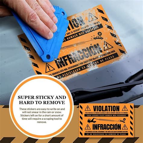 Parking Violation Stickers For Vehicles Orange 8x5 100 Insanely Sticky