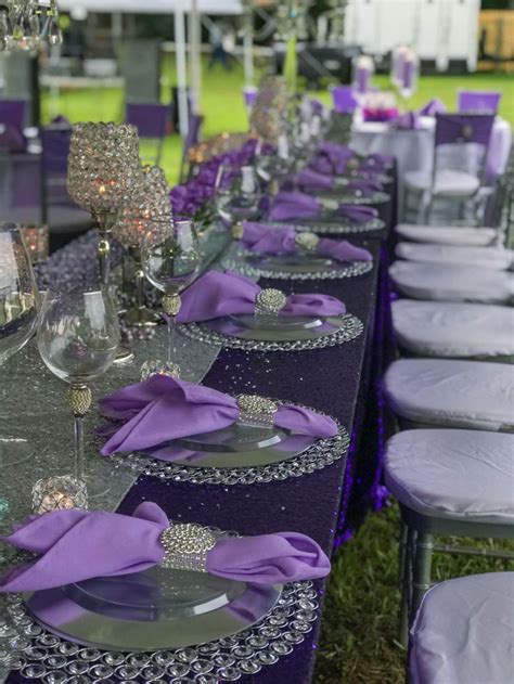 Bridal Party Table In 2022 Purple Wedding Theme Purple And Silver