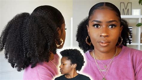 How To Do A Low Sleek Fluffy Ponytail On Short 4c Natural Hair Under