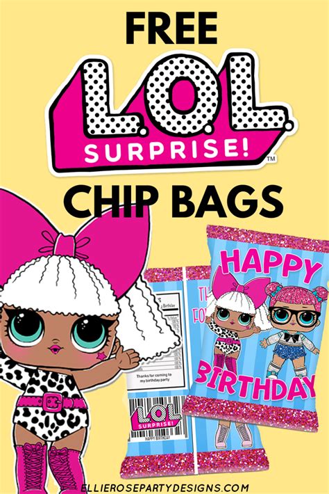 Choose from 103 printable design templates, like packaging bag posters, flyers, mockups, invitation cards, business cards, brochure,etc. LOL SUPRISE DOLL CHIP BAG | ellierosepartydesigns.com