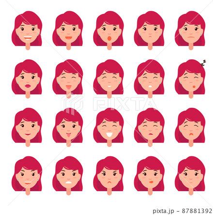Woman Emotions Vector Emoji Of Girl Good Bad Mood Pixta