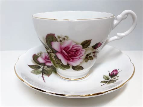 Royal Ascot Tea Cup And Saucer Pink Rose Cups English Bone China Vintage Tea Cups Antique