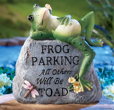Cute And Clever Frog Parking Only Decorative Garden Stone Statue Frog