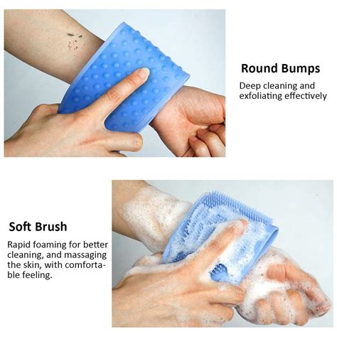 Cabilock Silicone Bath Body Brush Long Exfoliating Back Scrubber Massaging Towel Shower Strip