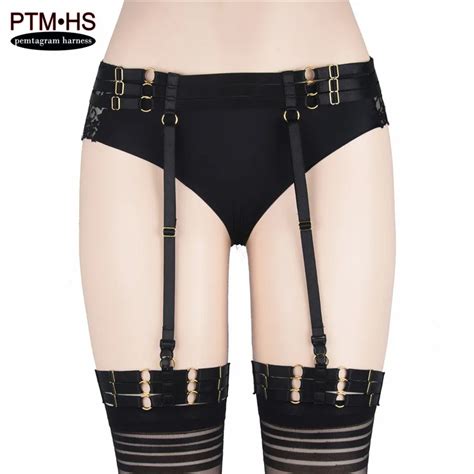 goth bondage garter belt elastic strappy high waist cage body harness stocking suspender sexy