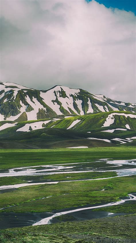 Download Wallpaper 938x1668 Landmannalaugar Iceland Mountains Grass