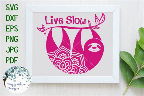 Download Live Slow, Sloth Mandala SVG/DXF/EPS/PNG/JPG/PDF By Wispy ...
