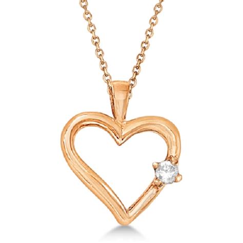 Diamond Open Heart Shaped Pendant Necklace 14k Rose Gold 005ct Cbp459
