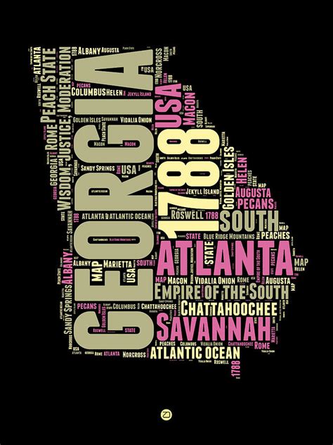 Georgia Word Cloud Map 1 Digital Art By Naxart Studio Pixels