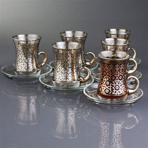 Arabesque Platinum Tea Set Etsy Tea Set Turkish Tea Pretty Tea Cups