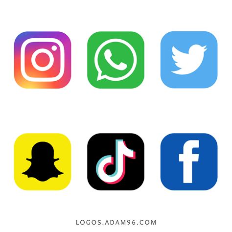 Four Different Social Icons With The Text Logos Adam