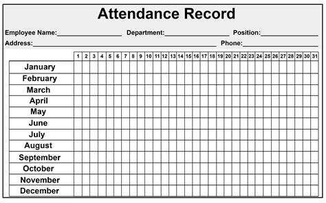 2020 Employee Attendance Tracker Free Printable Calendar Printable Free