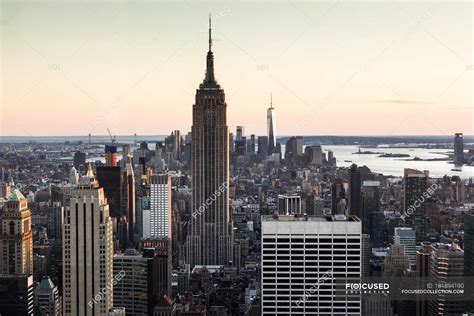 Panoramic View Of Cityscape With Empire State Building In The Evening